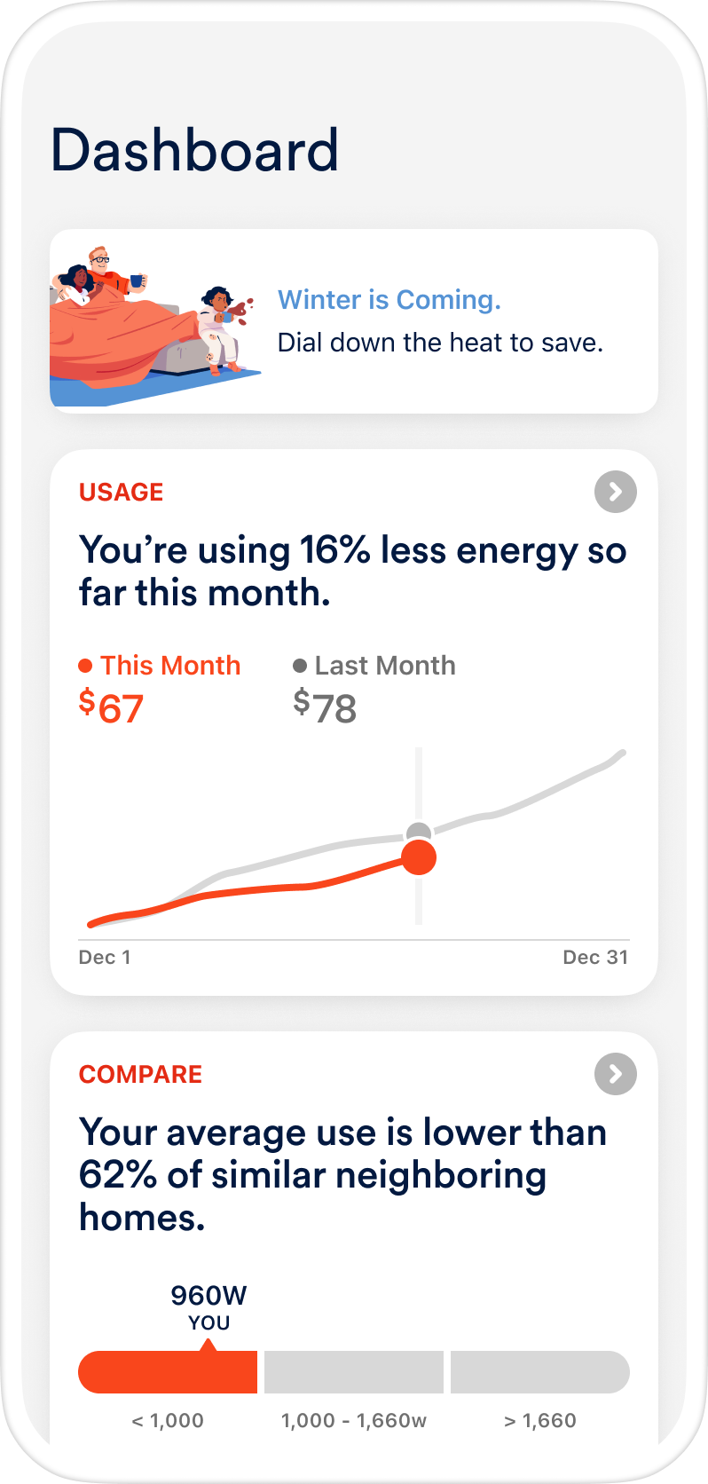 Screenshot: The Sense dashboard.